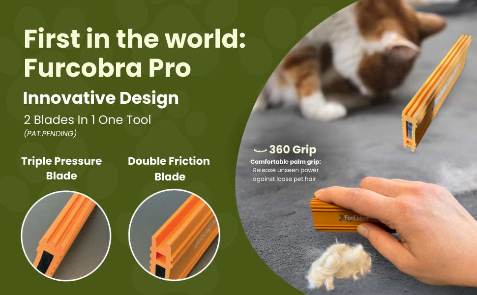 FURCOBRA Direct 10 Deshedding Tool - Pet hair remover roller